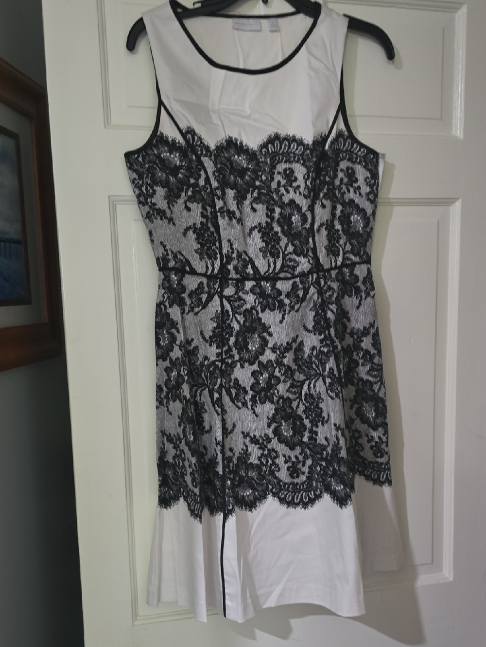 New York & Company White Top with Black Trim